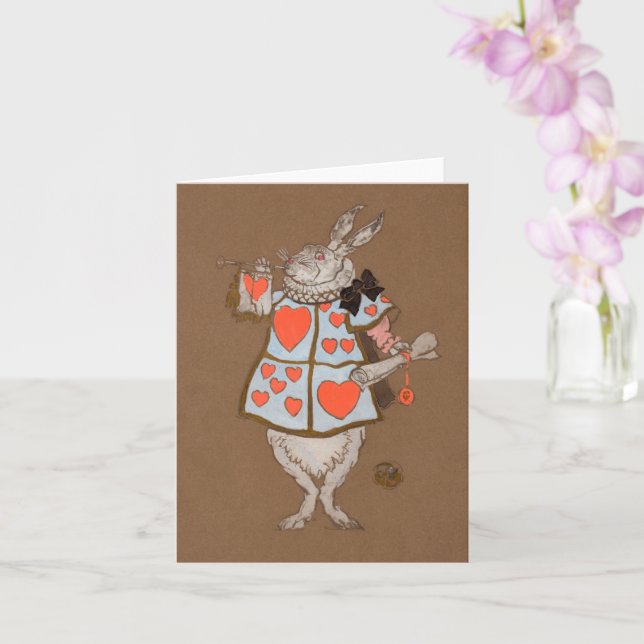Tarjeta de saludo de Arte Alice de Rabbit Blanco - (Orquídea)