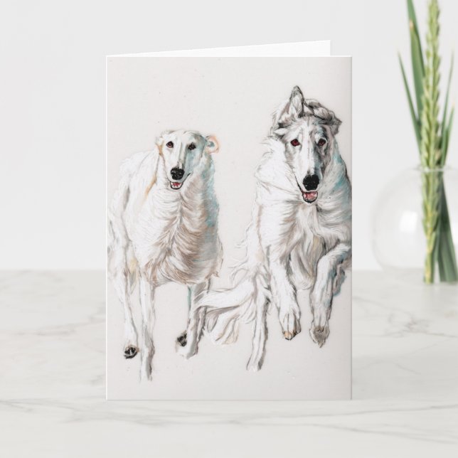 Tarjeta de saludo de arte canino de Borzoi (Anverso)