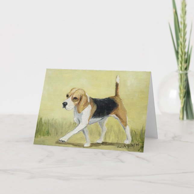 Tarjeta de saludo de arte canino "The Beagle Strut (Anverso)