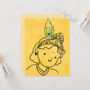 Tarjeta de saludo de arte Cute Little Krishna