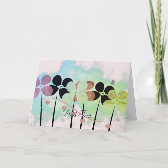 Tarjeta de saludo de arte de acuarela floral de bo (Anverso)