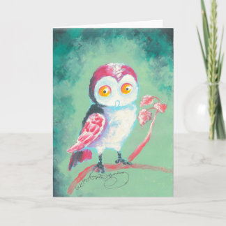 Tarjeta de saludo de arte de búho con pinturas de