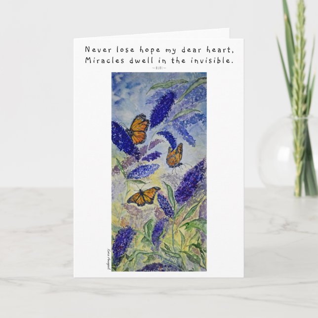 Tarjeta de saludo de Arte de Mariposa Hope Rumi (Anverso)