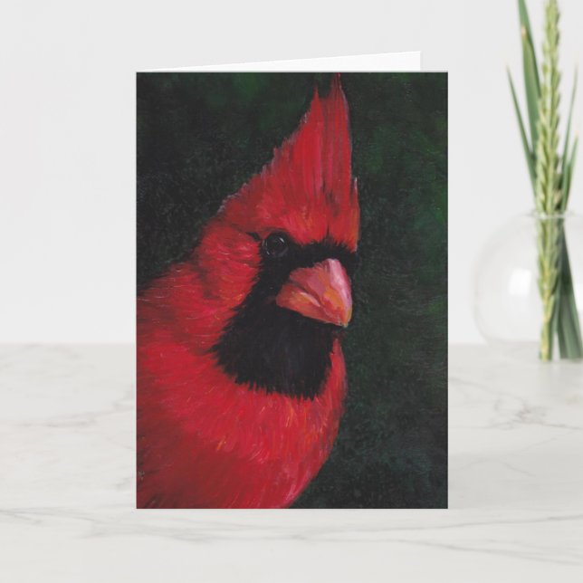 Tarjeta de saludo de arte de pájaro del cardenal r (Anverso)