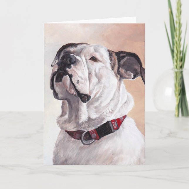 Tarjeta de saludo de arte de perro de bulldog (Anverso)