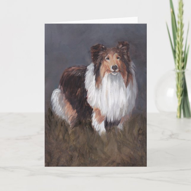 Tarjeta de saludo de arte de perro Sheltie Dog (Anverso)
