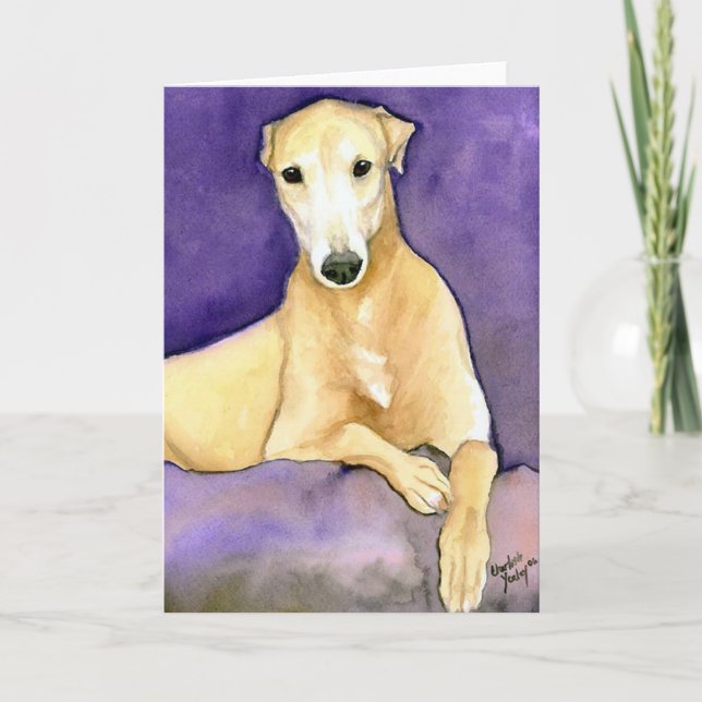 Tarjeta de saludo de arte de perro "Tan Greyhound" (Anverso)