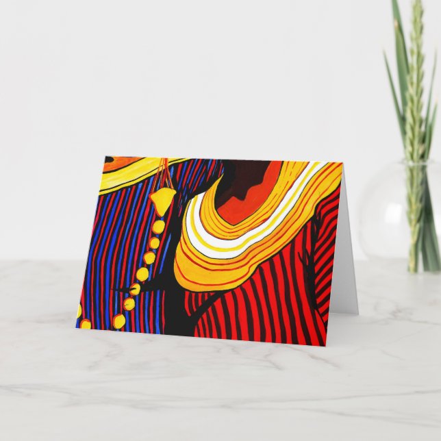 Tarjeta de saludo de arte de vestir tradicional de (Anverso)