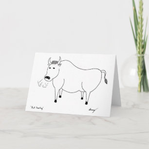Tarjeta de saludo de arte folclórico Bull