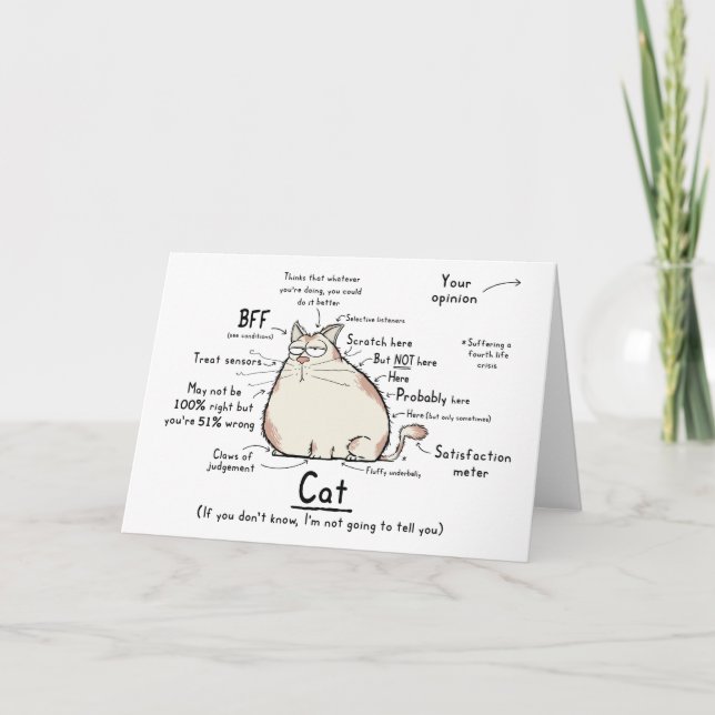 Tarjeta de saludo de arte Gato Wordy (Anverso)