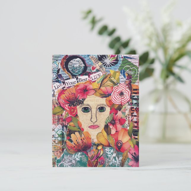 Tarjeta de saludo de arte Inspirador de medios mix (Anverso de pie)
