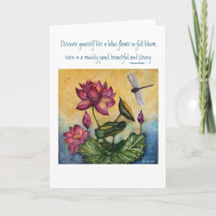 Tarjeta de saludo de arte Lotus para el florecimie
