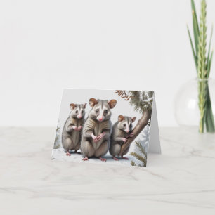 Tarjeta de saludo de arte Opossum Family Ilustraci