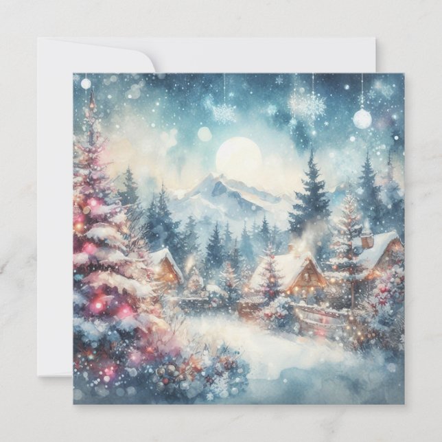 Tarjeta de saludo de arte paisajista de navidades (Anverso)