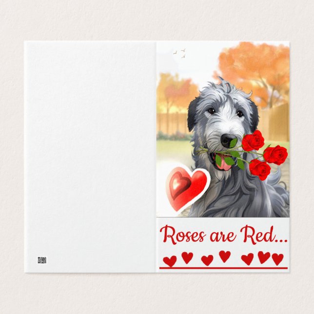 Tarjeta de saludo de arte Wolfhound Valentine de I (Exterior desplegado)