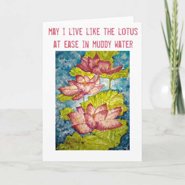 Tarjeta de saludo de arte Zen Inspiration Lotus Wa (Anverso)