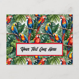 tarjeta de saludo de ave de loro de macaw tropical