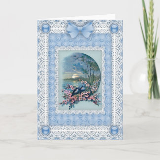 Tarjeta de saludo de azúcares, flores y encajes