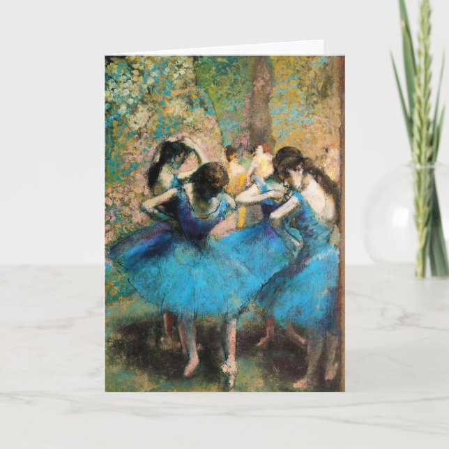Tarjeta de saludo de bailarines azules Degas (Anverso)