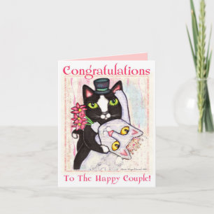 Tarjeta de saludo de baile de Boda Cat Bride y Gro