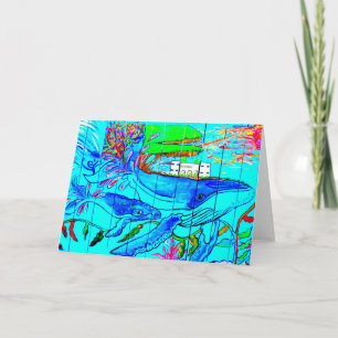 tarjeta de saludo de ballenas jorobadas