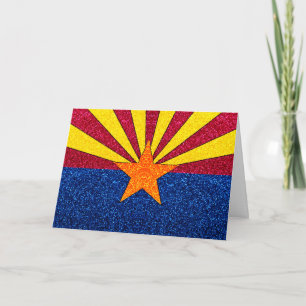 tarjeta de saludo de bandera Arizona purpurina de 