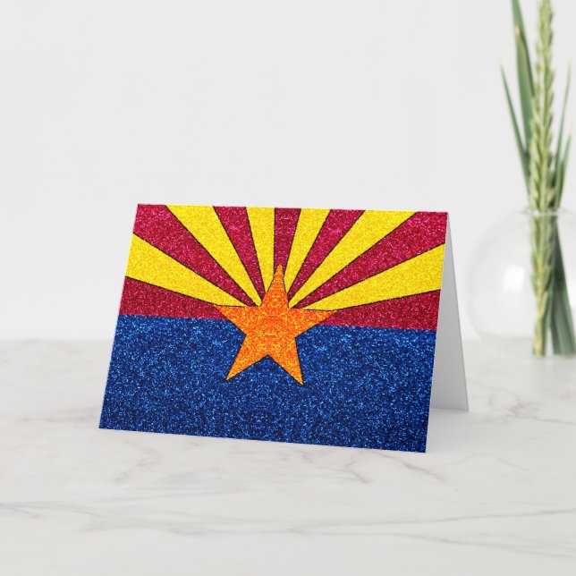 tarjeta de saludo de bandera Arizona purpurina de  (Anverso)