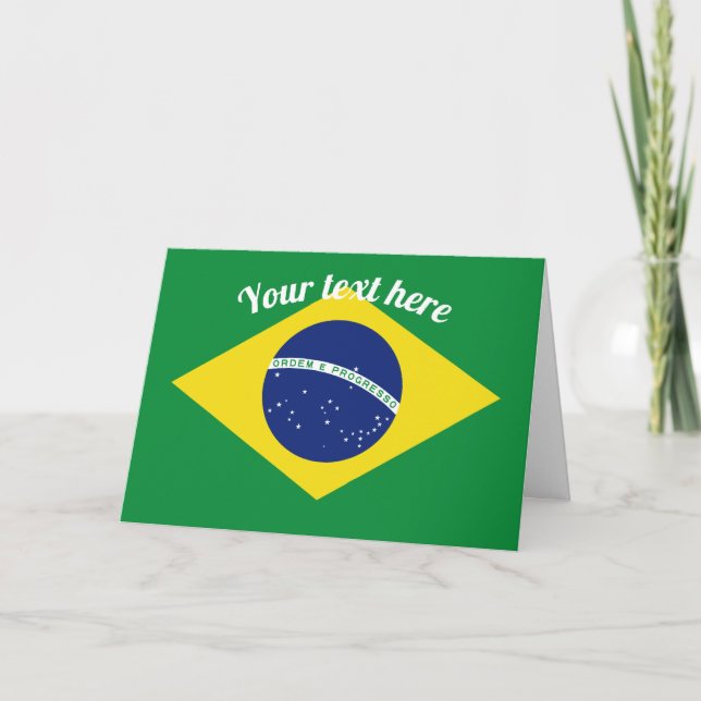 Tarjeta de saludo de bandera brasileña con texto p (Anverso)