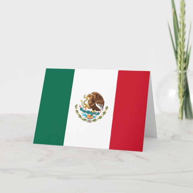 Tarjeta de saludo de bandera mexicana con texto pe (Anverso)
