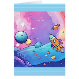 Tarjeta de saludo de Barco de Cohetes Trendy