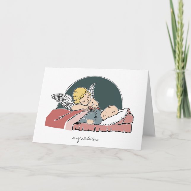 Tarjeta de saludo de bautismo para bebé-Angel meti (Anverso)