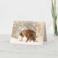 tarjeta de saludo de bebé y madre de tigre