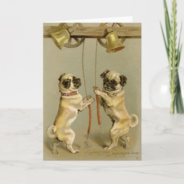 Tarjeta de saludo de Bell Bell de Pugs Ringing (Anverso)