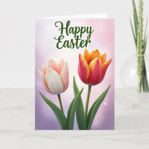 Tarjeta de saludo de belleza de tulipanes de prima