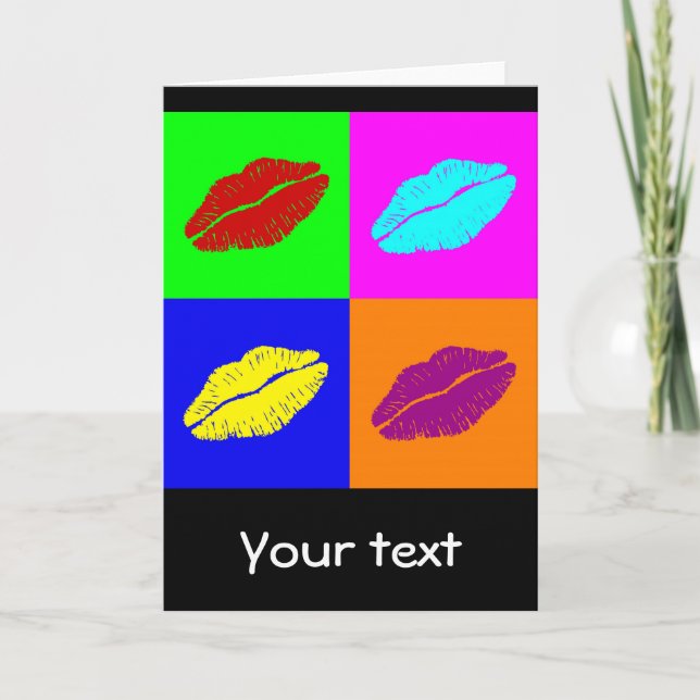 Tarjeta de saludo de Beso con lápiz labial (Anverso)