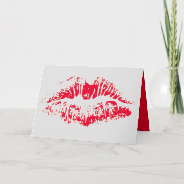 Tarjeta de saludo de beso de labios rojos (Anverso)