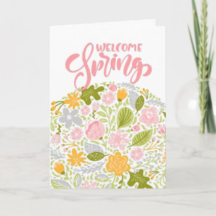 Tarjeta de saludo de bienvenida a la primavera Arr