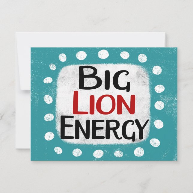 Tarjeta de saludo de Big Lion Energy (Anverso)
