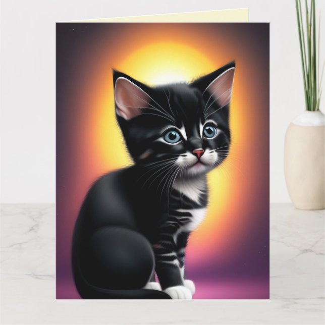 Tarjeta de saludo de BIRTHDAY CUTE CAT KITTEN ART (Anverso)