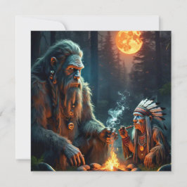 Tarjeta de saludo de Bosques Bigfoot y Chief Moonl