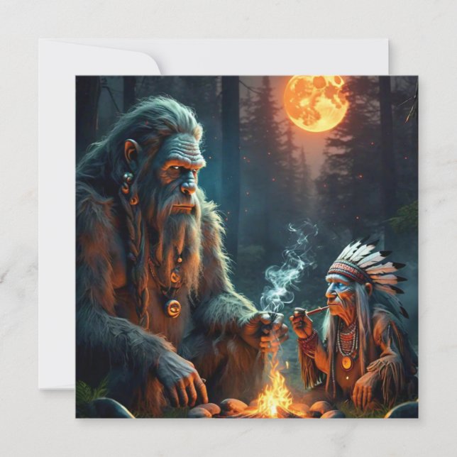 Tarjeta de saludo de Bosques Bigfoot y Chief Moonl (Anverso)