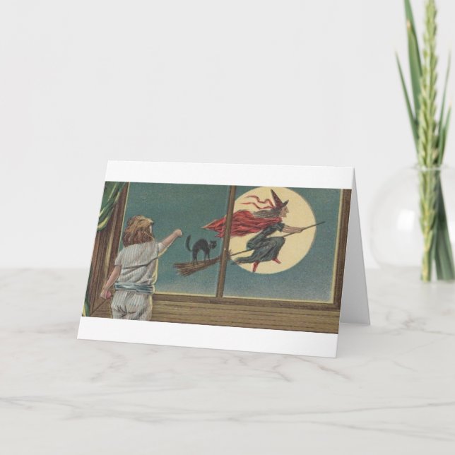 Tarjeta de saludo de Bruja Victoriana Befana Hallo (Anverso)