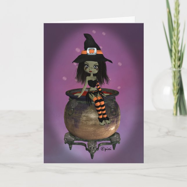 Tarjeta de saludo de Brujas de Halloween (Anverso)