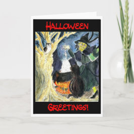 Tarjeta de saludo de Brujas de Halloween