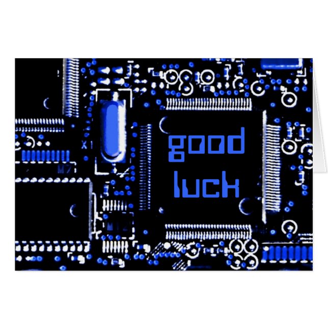 Tarjeta de saludo de "Buena Suerte" de Circuit Blu (Anverso (Horizontal))