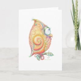 Tarjeta de saludo de búho amarillo