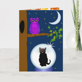 Tarjeta de saludo de búho de Halloween