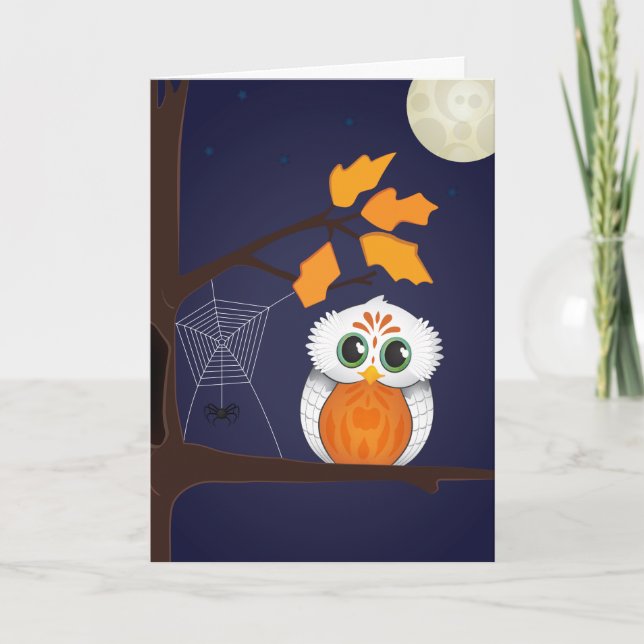 Tarjeta de saludo de búho de Halloween (Anverso)