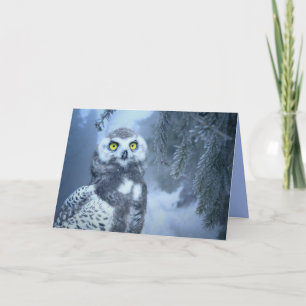 tarjeta de saludo de búho de nieve