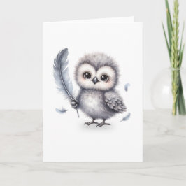 Tarjeta de saludo de búho dulce y fluffy para una 